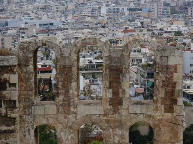 Odeon of Herodes Atticus and Athens Cityscape