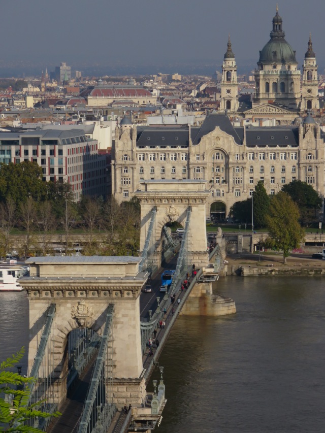 View of Chain Bridge from Top of Budapest Castle Hill