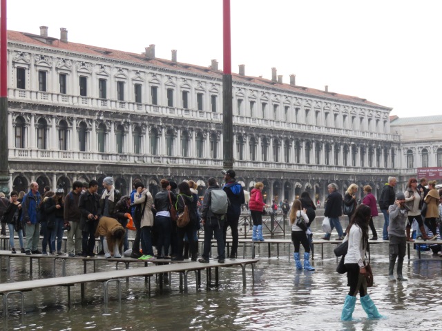 Temporary Walkways to Traverse Flooding in St. Marco's Square, Venice